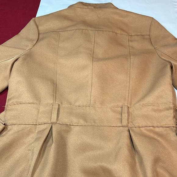 XL TAN button up Trench COAT office siren BELT pockets shoulder straps Corp core - Picture 14 of 16